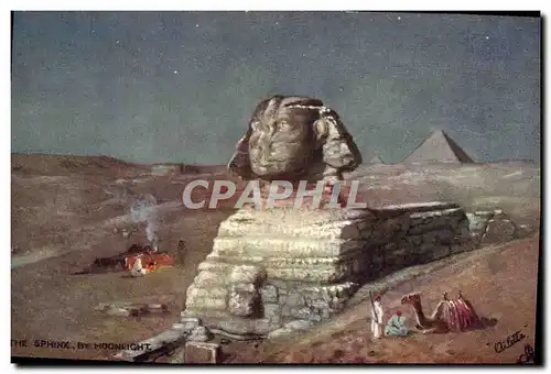 Ansichtskarte AK Egypt Egypte The sphinx by moonlight