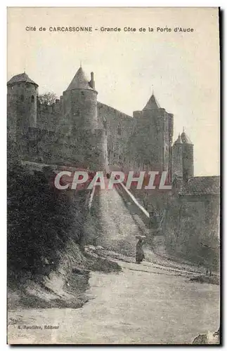 Ansichtskarte AK Chateau Cite de Carcassonne Grande Cote de la Porte d'Aude Publicite Distillerie de la Micheline