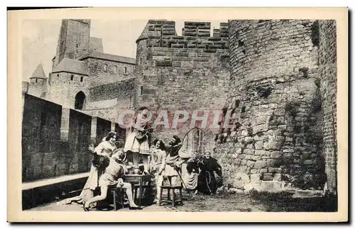 Cartes postales Chateau La Cite de Carcassonne au Moyen Age Les troubadours un trouble fete