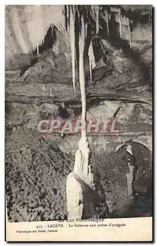 Cartes postales Grotte Grottes Lacave La colonne aux pattes d'araignee