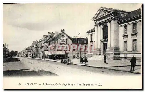 Cartes postales Palais de Justice Mantes l'avenue de la Republique et le Tribunal