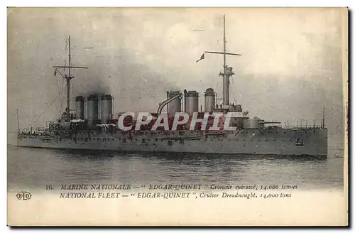 Ansichtskarte AK Bateau de Guerre Edgar Quinet Croiseur Cuirasse