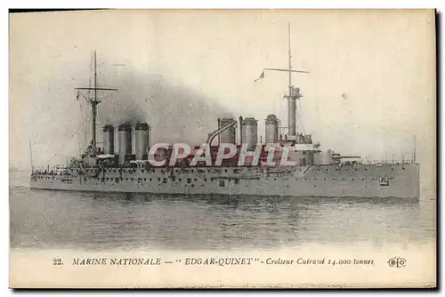 Cartes postales Bateau de Guerre Edgar Quinet Croiseur Cuirasse