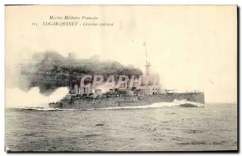 Ansichtskarte AK Bateau de Guerre Edgar Quinet Croiseur Cuirasse