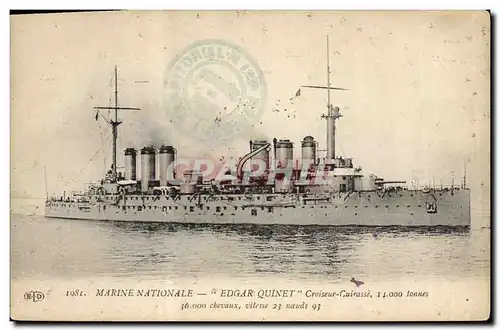 Cartes postales Bateau de Guerre Edgar Quinet Croiseur Cuirasse