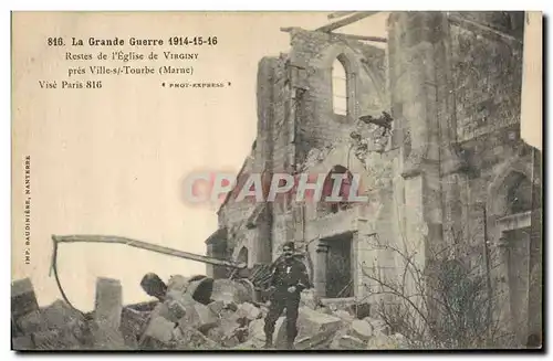 Ansichtskarte AK Militaria Restes de l'eglise de Virginy pres Ville sur Tourbe Marne