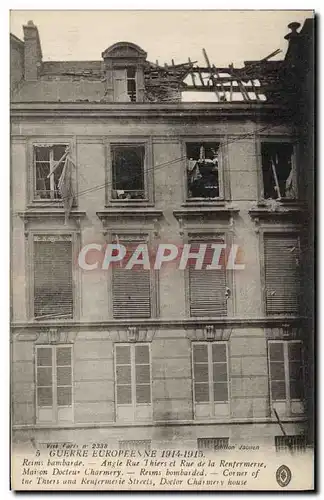 Cartes postales Militaria Guerre Europenne 1914 1915 Reims bambarde Angle rue Thiers et rue de la Renfermerie ma