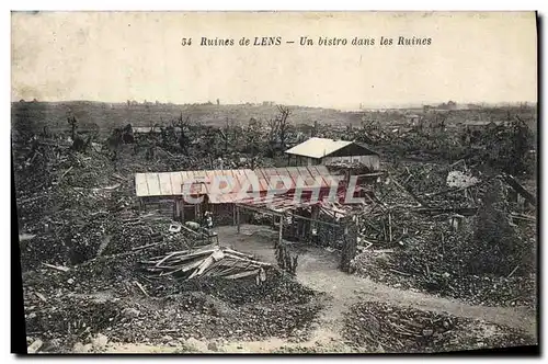 Cartes postales Militaria Ruines de Lens un bistro dans les Ruines