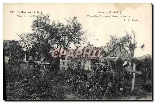 Ansichtskarte AK Militaria La guerre 1914 15 Carency Cimetiere Allemand dans un Jardin