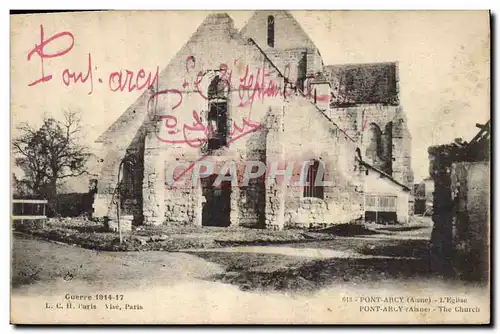 Cartes postales Militaria Guerre 1914 17 pont Arcy Aisne l'eglise