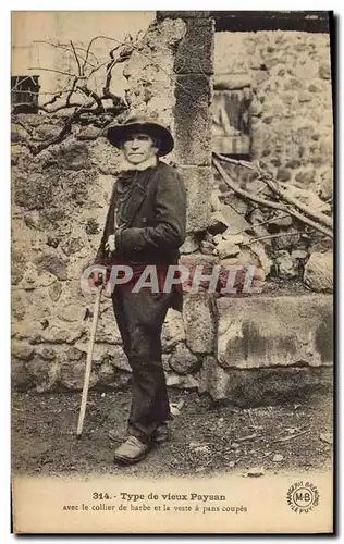 Cartes postales Folklore Type de vieux paysan avec le collier de barbe et la veste a pans coupes