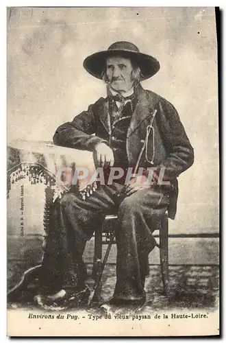 Cartes postales Folklore Environs du Puy Type du vieux paysan de la Haute Loire