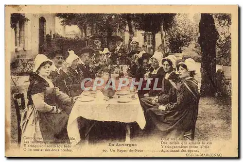 Ansichtskarte AK Folklore Auvergne Un repas de noce Mariage