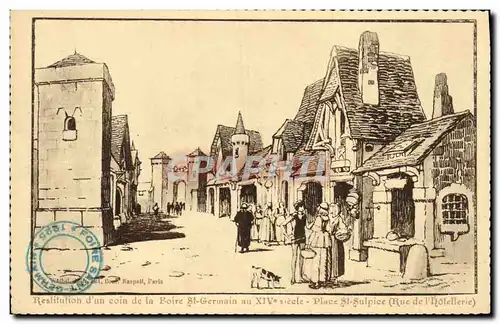 Cartes postales Chateau Restitution d'un coin de la foire St Germain Place St Sulpice Rue de l'hotellerie