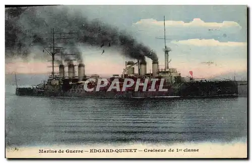 Ansichtskarte AK Bateau de guerre Edgar Quinet Croiseur de 1ere classe