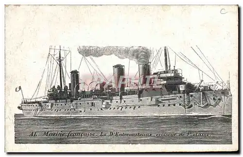Cartes postales Bateau de guerre Le d'Entrecasteaux Croiseur de 2eme classe
