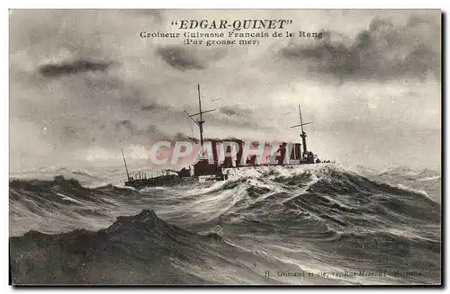 Cartes postales Bateau de guerre Edgar Quinet Croiseur Cuirasse Francais de 1er rang