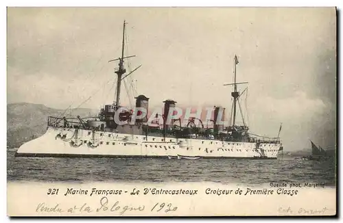 Ansichtskarte AK Bateau de guerre Le D'Entrecasteaux Croiseur de premiere classe