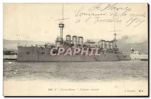 Cartes postales Bateau de guerre L'Ernest Renan Croiseur Cuirasse