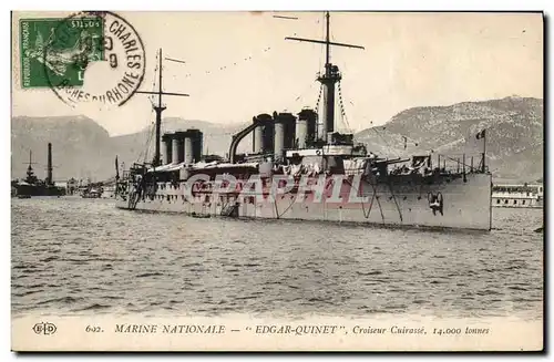 Cartes postales Bateau de guerre Edgar Quinet Croiseur Cuirasse