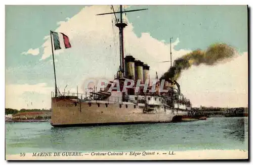 Cartes postales Bateau de guerre Croiseur Cuirasse Edgar Quinet