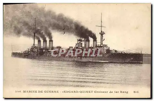 Ansichtskarte AK Bateau de guerre Edgar Quinet Croiseur de 1er rang