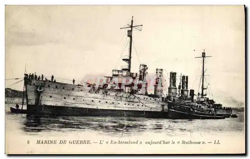 Ansichtskarte AK Bateau de guerre L'Ex Straslund aujourd'hui Le Mulhouse