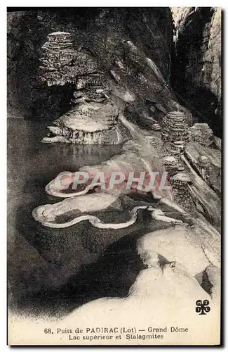 Cartes postales Grotte Grottes Puits de Padirac  Grand Dome Lac superieur et stalagmites