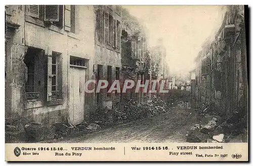 Cartes postales Militaria Verdun bombarde Rue du Piny