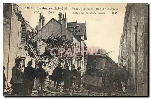 Cartes postales Militaria Verdun Rue d'Anthouard apres les bombardements