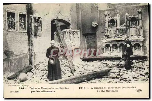 Ansichtskarte AK Militaria Eglise a Termonde bombardee par les Allemands