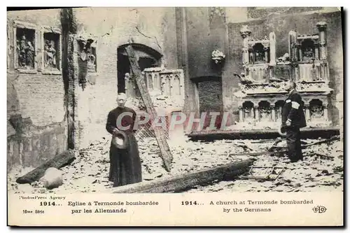 Cartes postales Militaria Eglise a Termonde bombardee par les Allemands