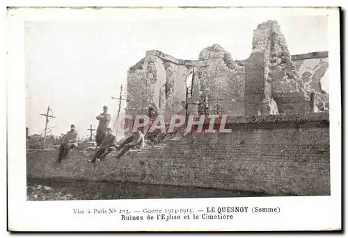 Cartes postales Militaria Le Quesnoy Ruines de l'eglise et le cimetiere