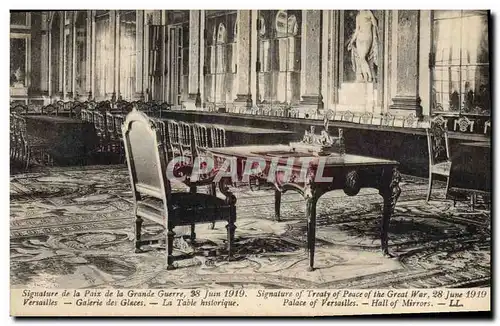 Cartes postales Militaria Signature de la Grande Guerre Versailles Galerie des Glaces La table historique