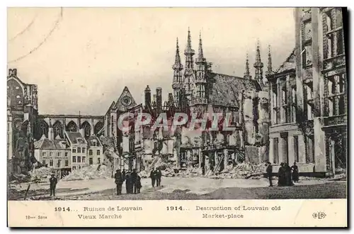 Cartes postales Militaria Ruines de Louvain Vieux marche