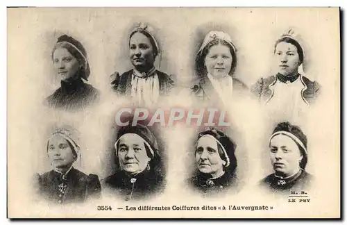 Cartes postales Folklore Les differentes coiffures dites a l'Auvergnate