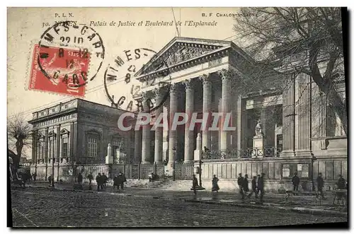 Cartes postales Palais de justice et boulevard de l'esplanade Nimes