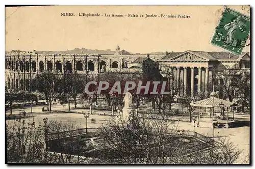 Ansichtskarte AK Palais de justice Nimes L'esplanade Les arenes Fontaine Pradier