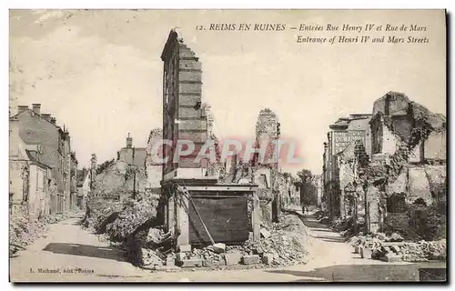 Ansichtskarte AK Militaria Reims Entrees Rue Henry IV et Rue de Mars