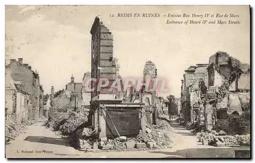 Cartes postales Militaria Reims Entrees Rue Henry IV et Rue de Mars