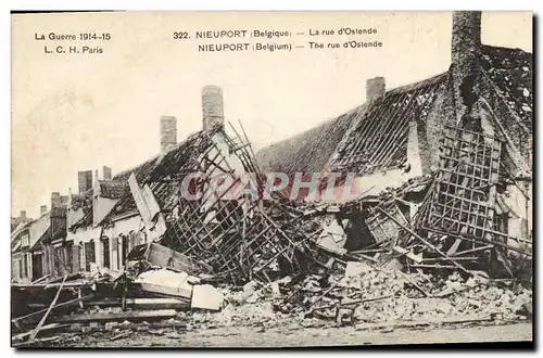 Cartes postales Militaria Nieuport La rue d'Ostende