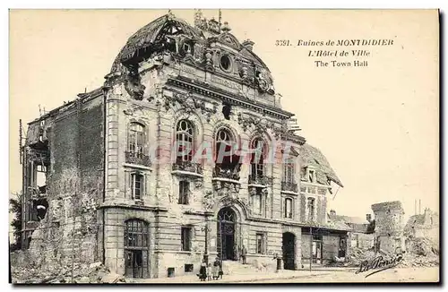 Cartes postales Militaria Ruines de Montdidier L'hotel de ville