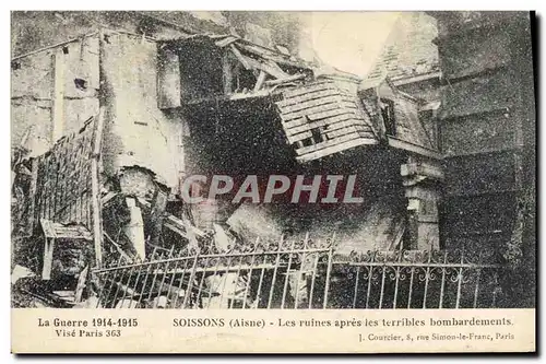 Cartes postales Militaria Soissons Les ruines apres les terribles bombardements