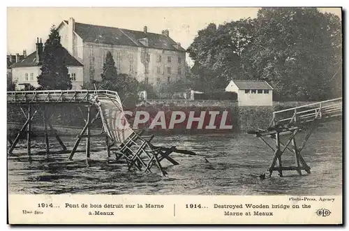 Ansichtskarte AK Militaria Pont de bois detruit sur la Marne a Meaux