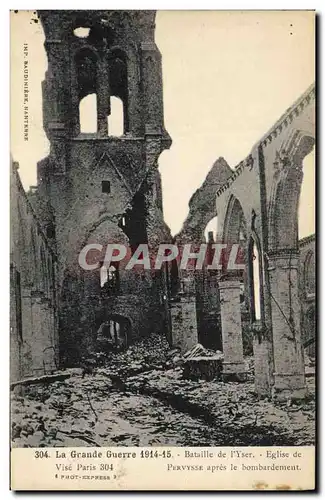 Ansichtskarte AK Militaria Bataille de l'Yser Eglise de Pervysse apres le bombardement