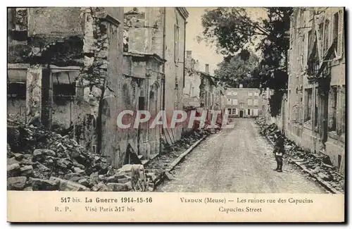 Ansichtskarte AK Militaria Verdun Les ruines rue des Capucins