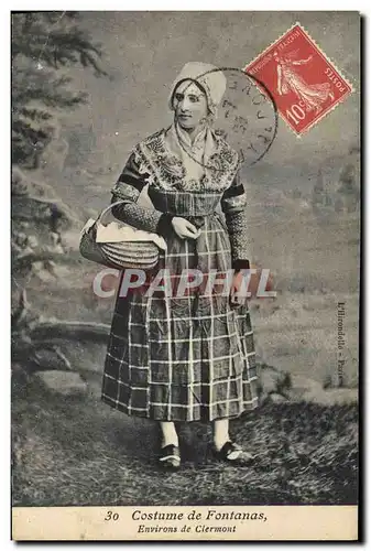 Cartes postales Folklore Costume de Fontanas Environs de Clermont