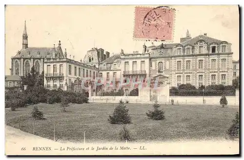 Cartes postales Rennes La Prefecture et le jardin de la Motte