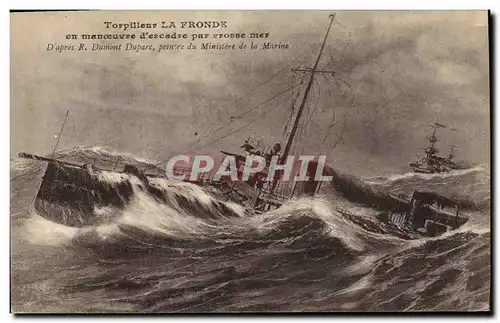 Ansichtskarte AK Bateau de Guerre Torpilleur La Fronte en manoeuvre d'escadre par grosse mer