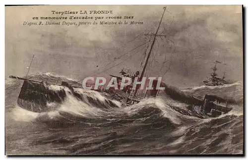 Cartes postales Bateau de Guerre Torpilleur La Fronte en manoeuvre d'escadre par grosse mer